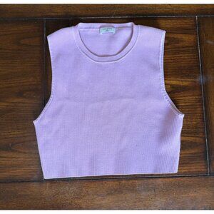 Babaton Aritzia Sculpt Knit Muscle Cropped Tank Top Lavender Ribbed Crewneck 2XL